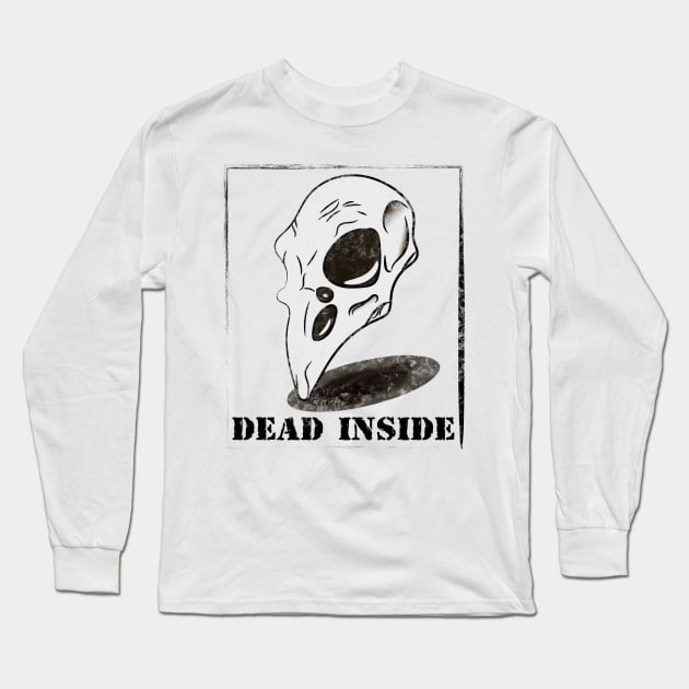 Dead Inside Bird Skull Design Long Sleeve T-Shirt by BlackRavenOath